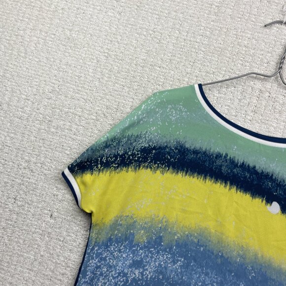 Brax Feel Good Abstract Multicolor Watercolor AOP Boho T-Shirt Womens Sz 36 - Picture 2 of 10